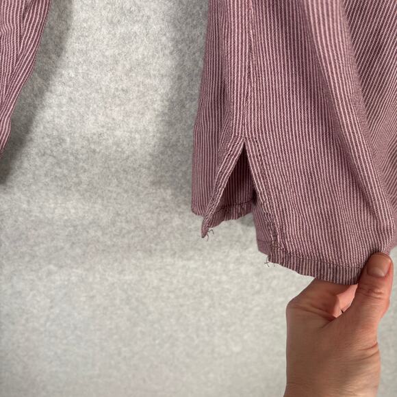 Bandolino Blouse Womens Large Pink Striped Beaded Popover Tunic Long Sleeve - Picture 7 of 11